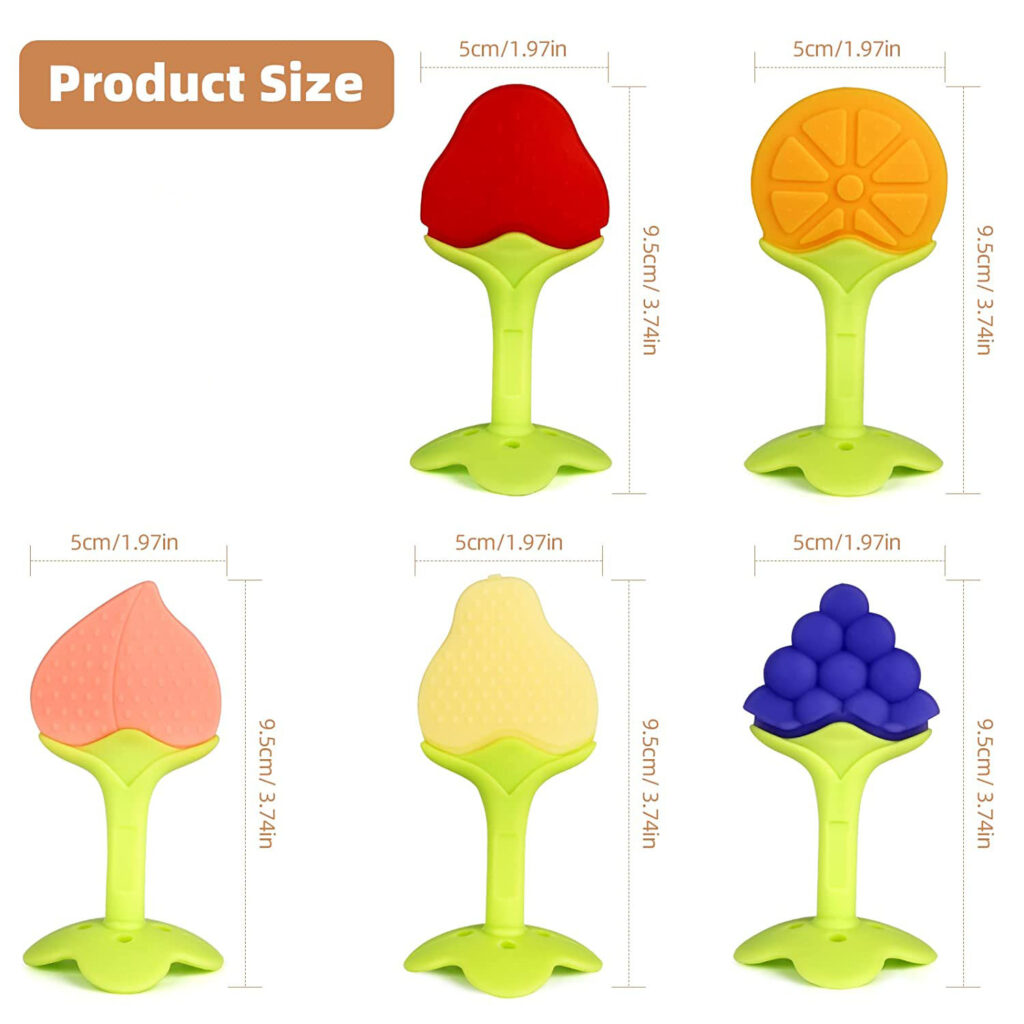5 Pack Silicone Baby Teether Toys 2 1